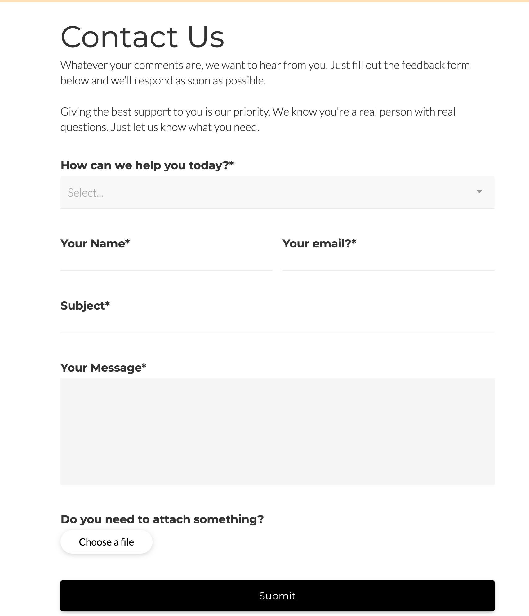 Paperform contact form template