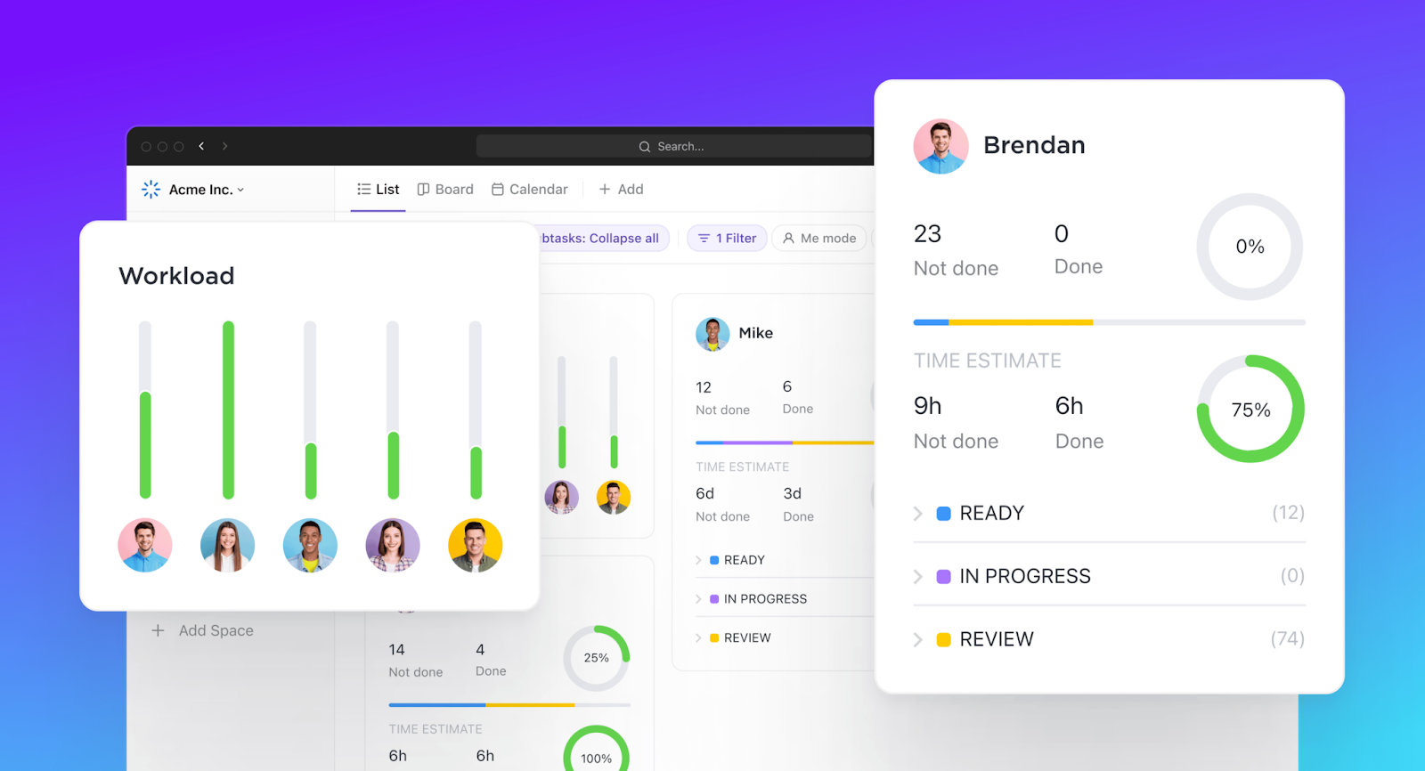 User Interface of ClickUp