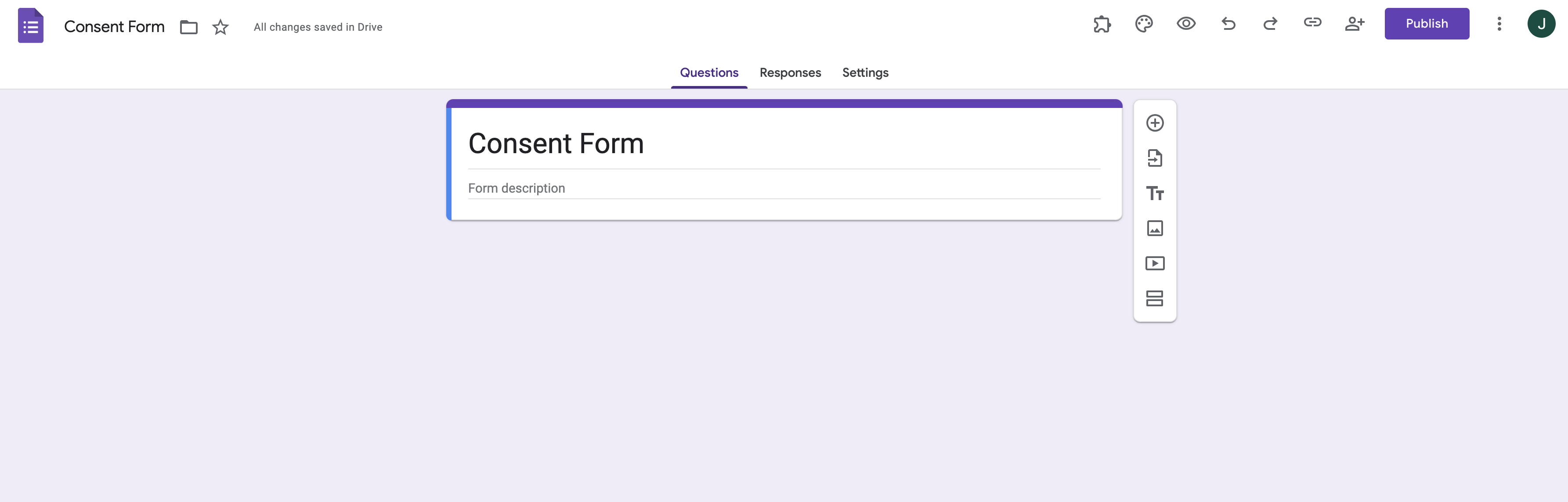 Screenshot of Google Form with title “Consent Form”