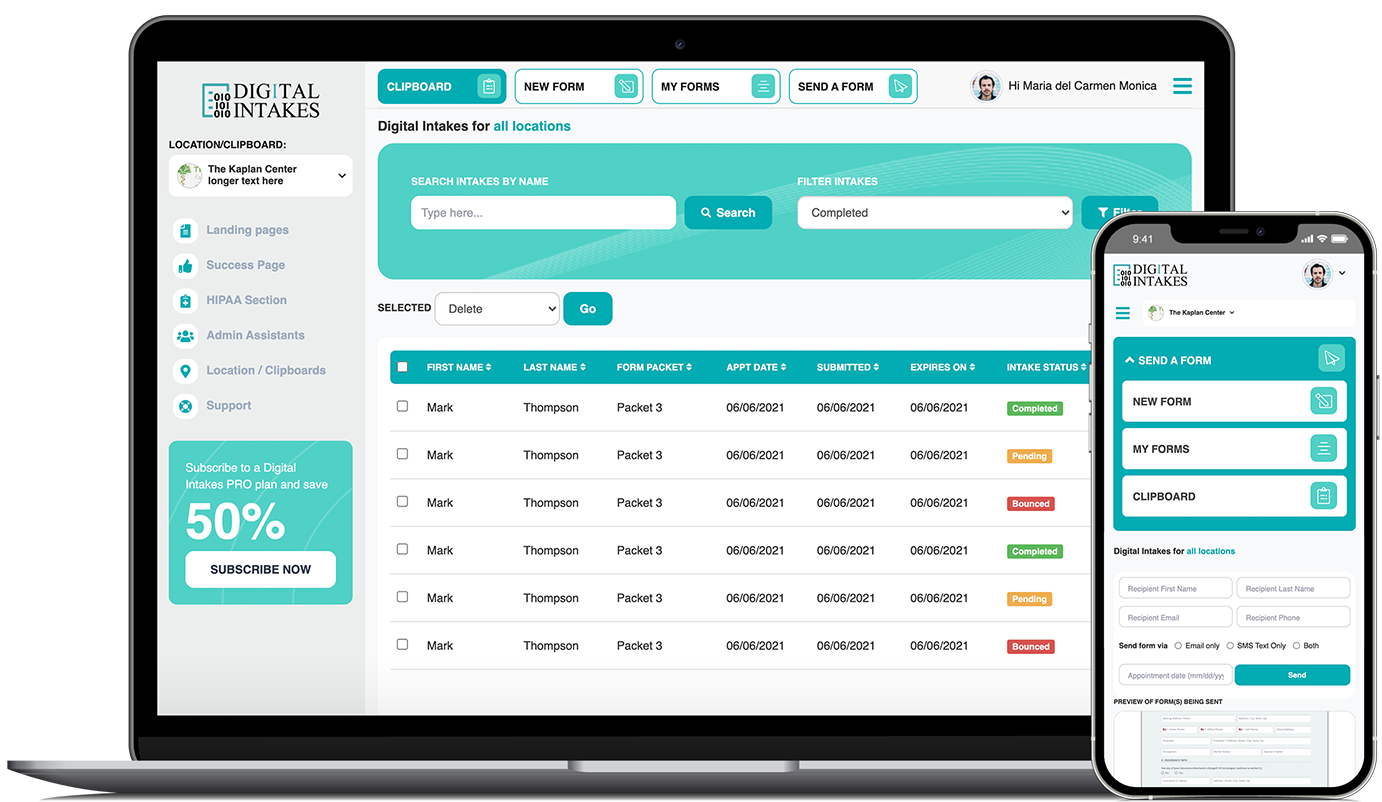 User Interface of Digital Intakes