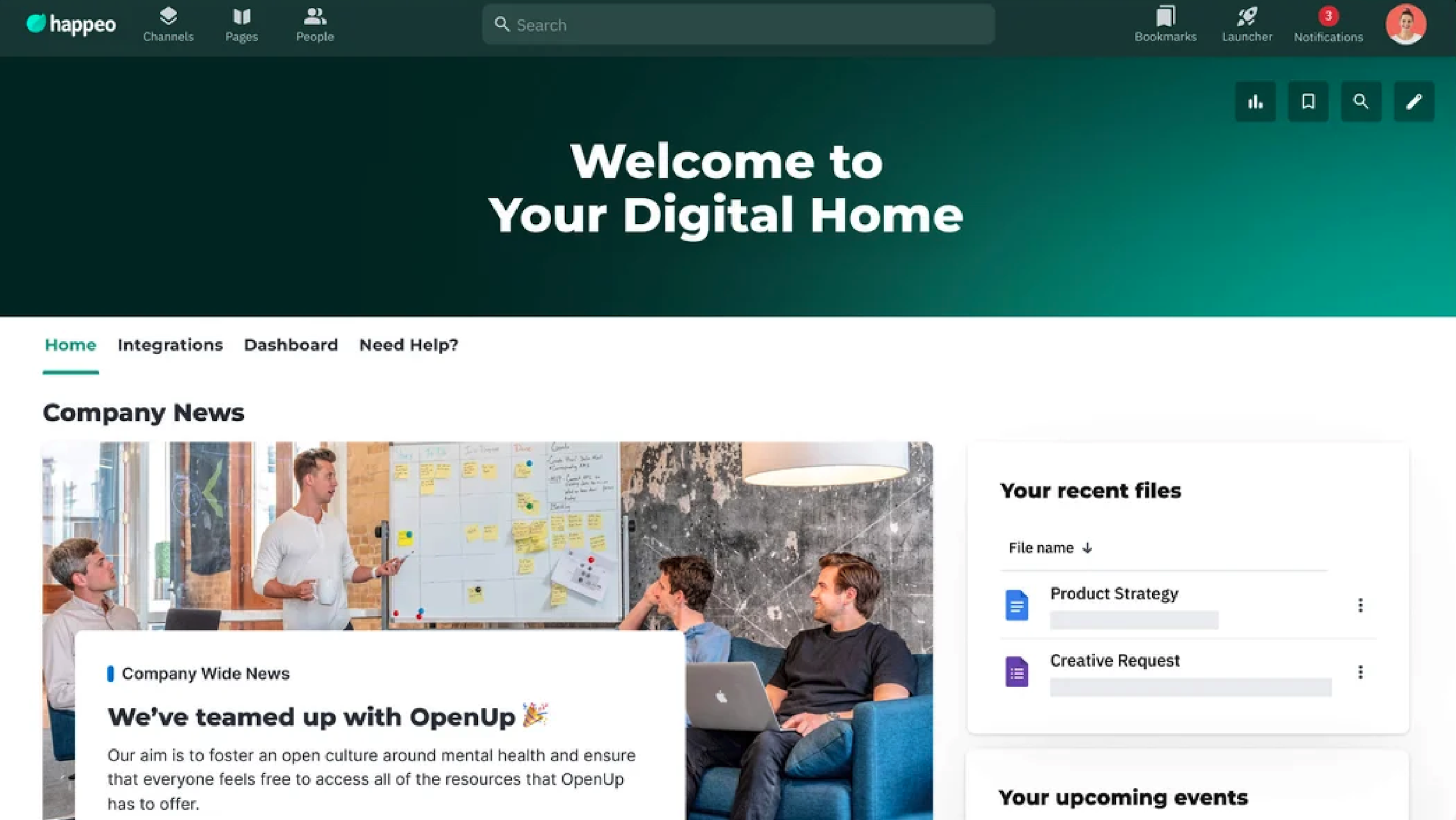 Happeo Landing Page