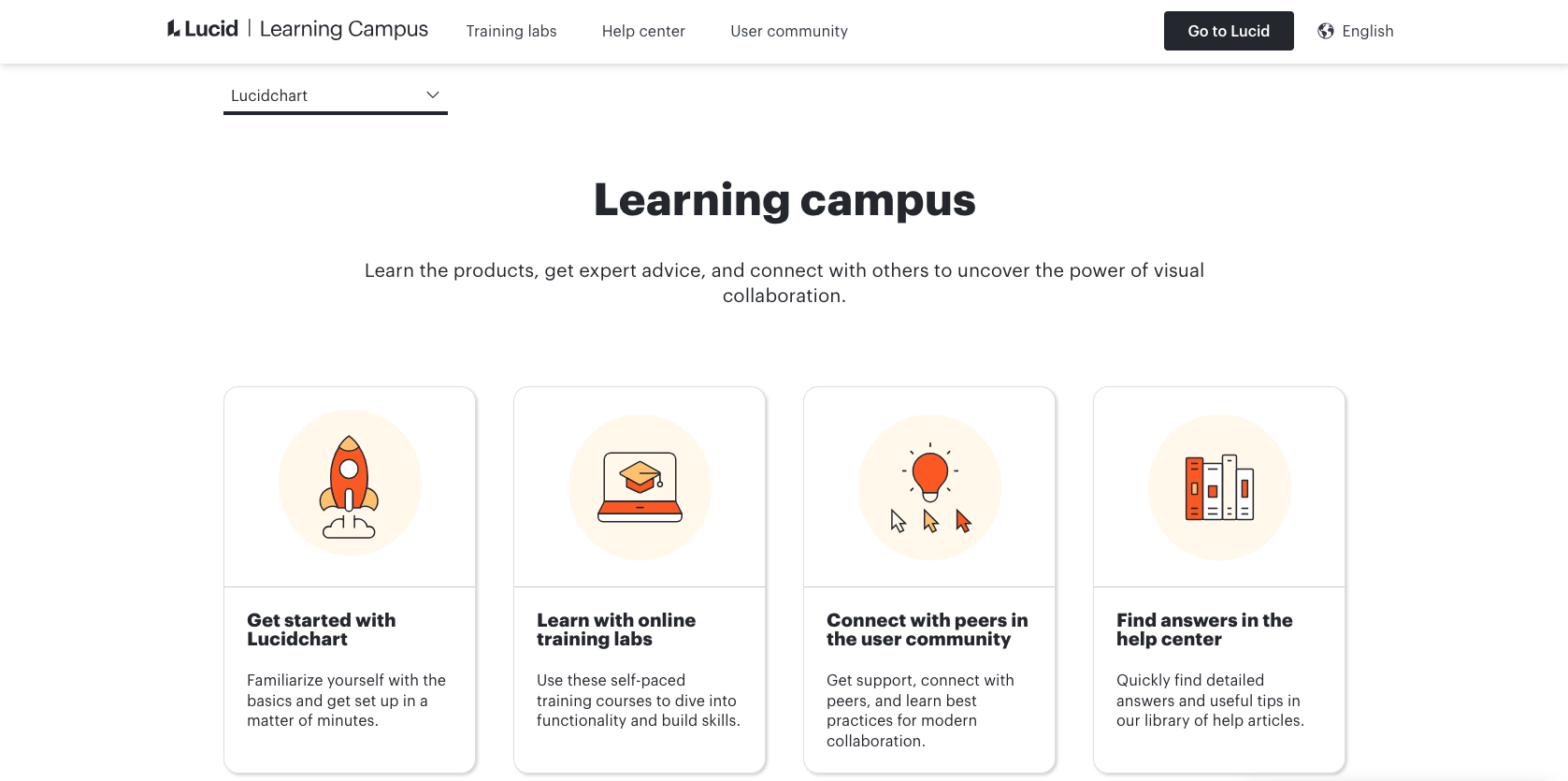 Landing Page of Lucidchart Learning Campus
