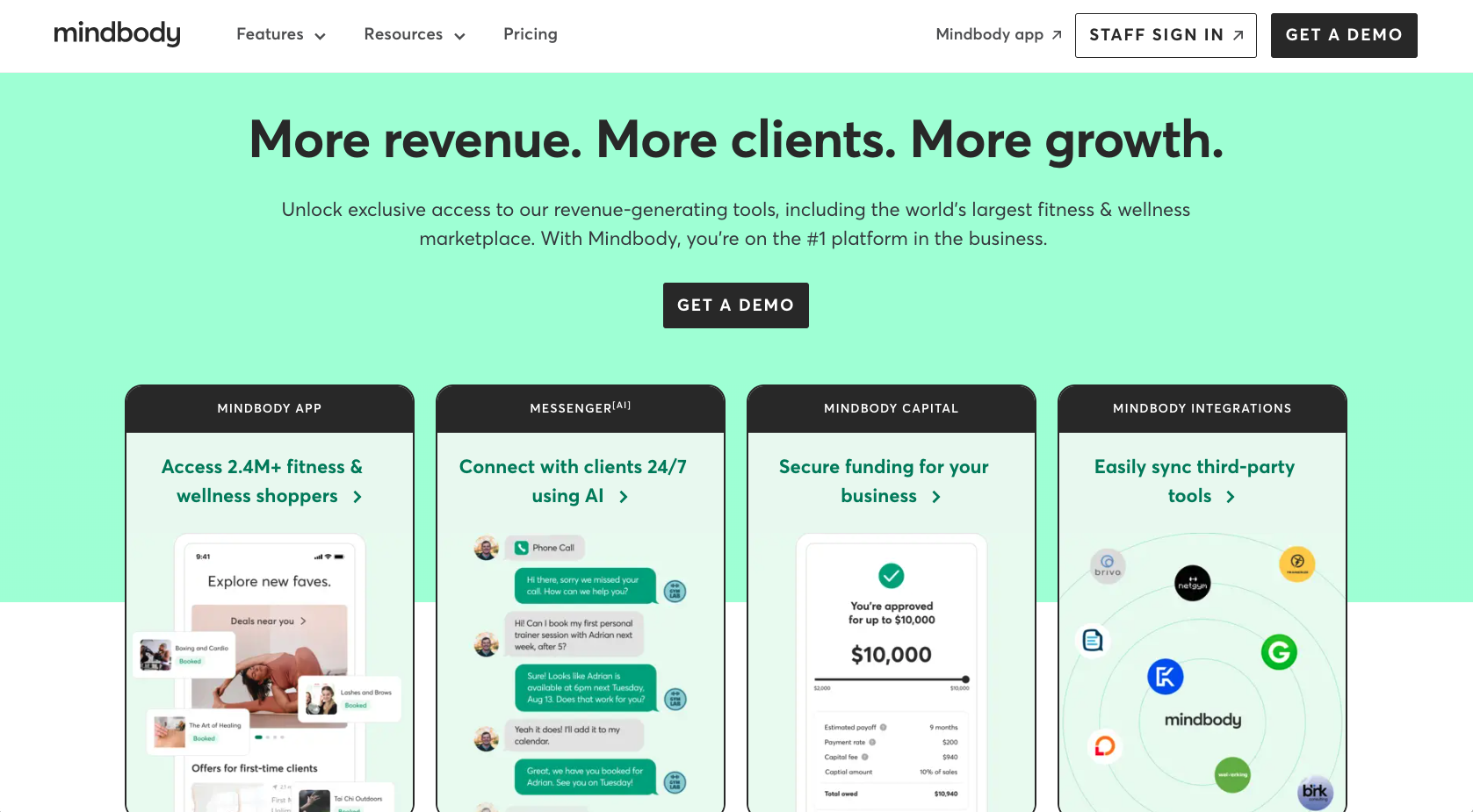 Mindbody Landing Page