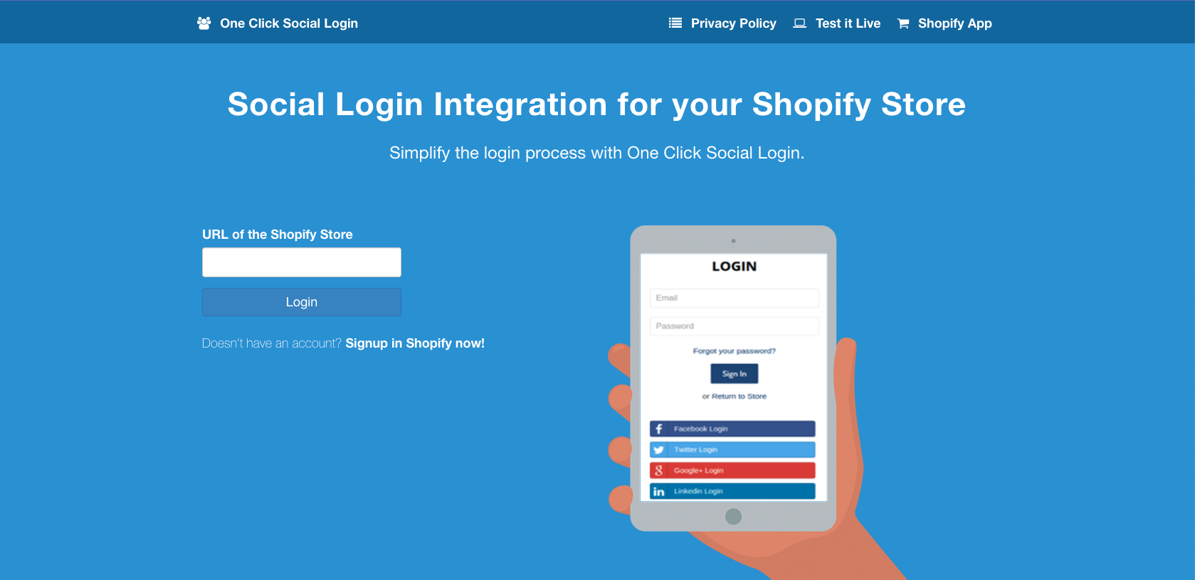 One Click Social Login Landing Page 