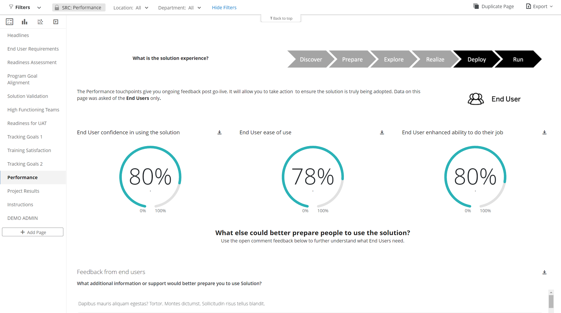 User Interface of Qualtrics XM for Employee Experience