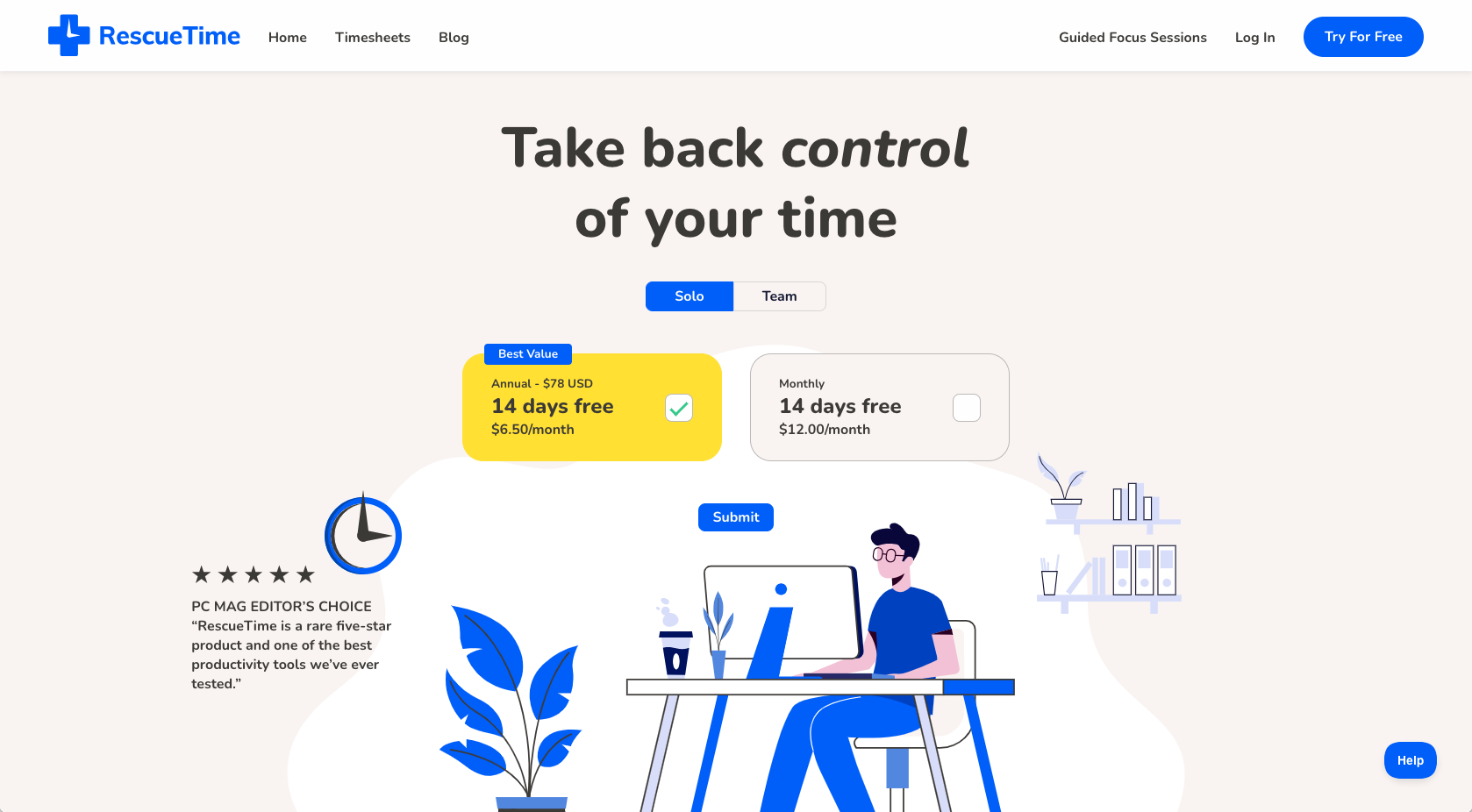 RescueTime Landing Page