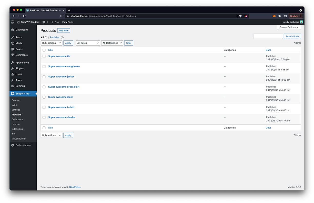 User Interface of ShopWP in WordPress
