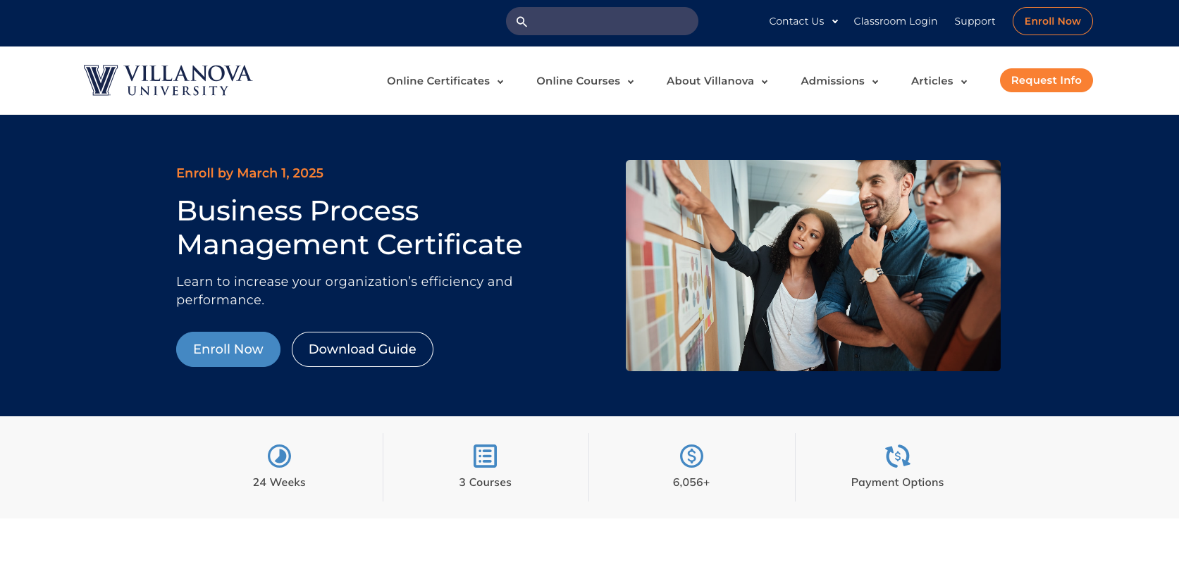 Business Process Management Certificate Course in the Villanova University