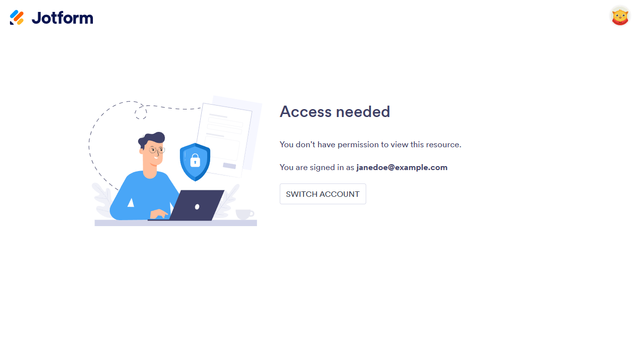 No Request Access button in the Action Needed to view asset in Jotform