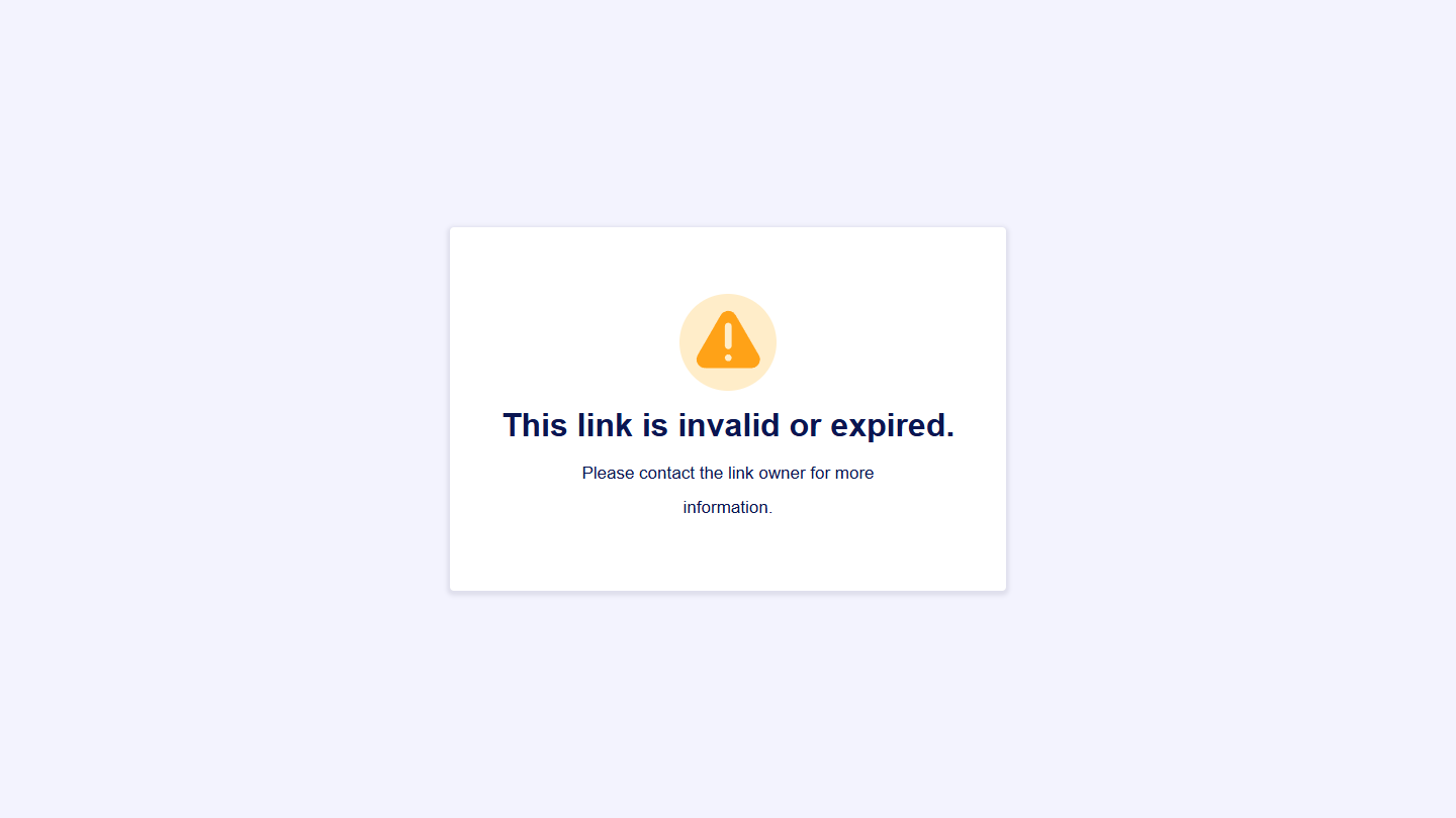 This Link is Invalid or Expired message of Jotform Form Collaboration