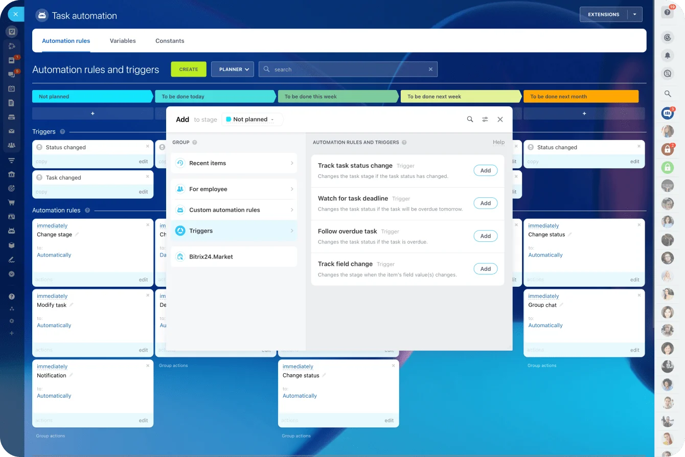 Bitrix24 Rules and trigger options