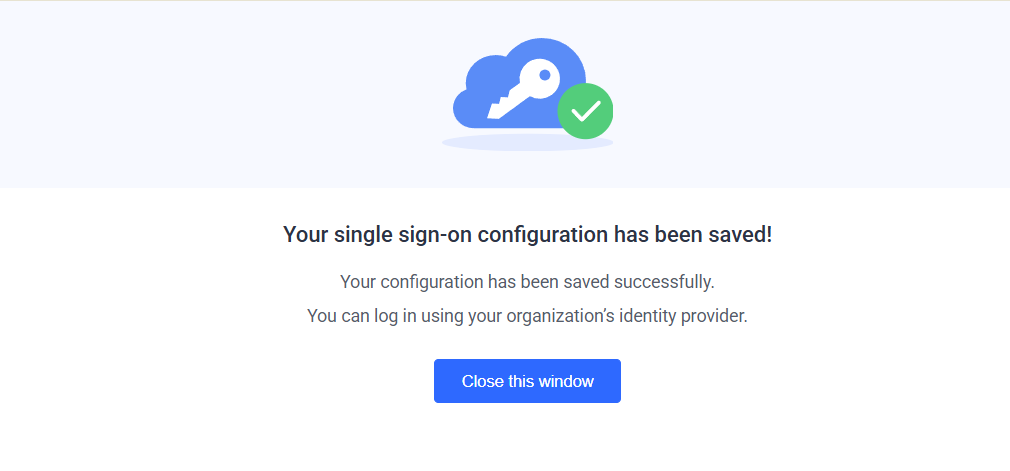 Saved connection of SAML SSO Configuration