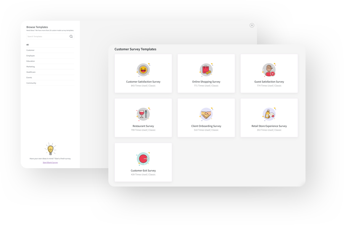 SurveySparrow customer survey templates
