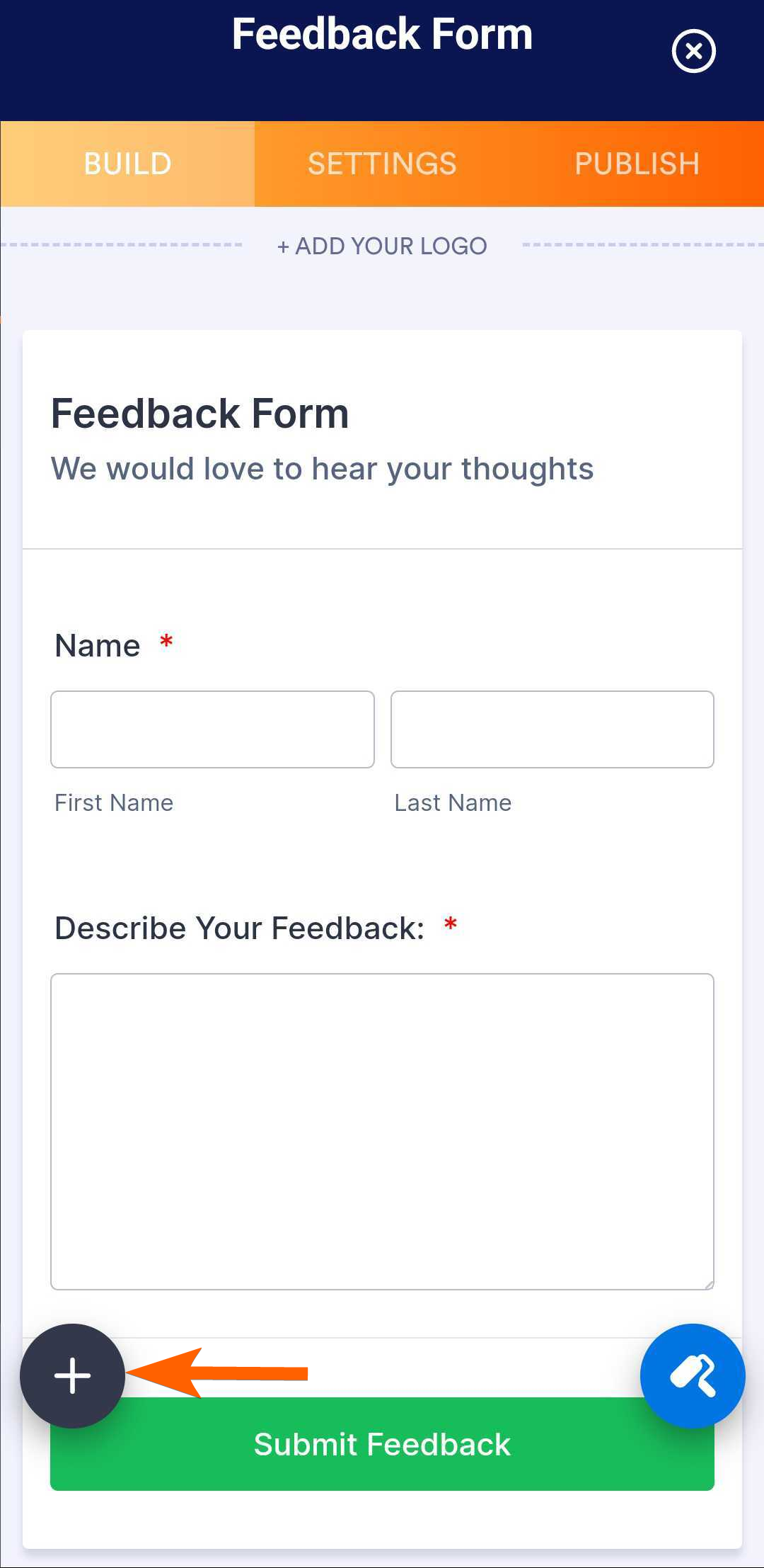 Botón de Añadir Elemento en Jotform Mobile Forms