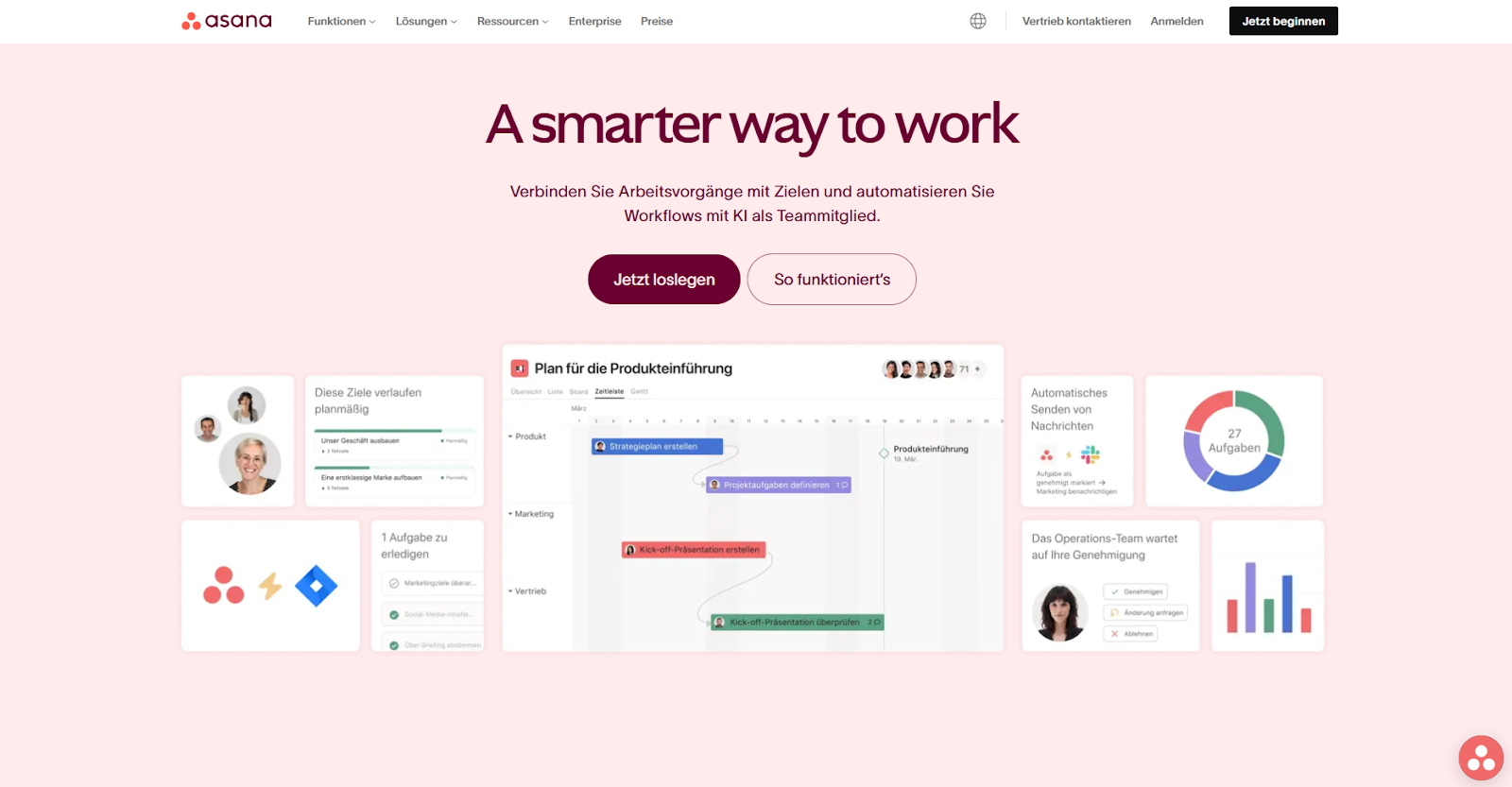 Landing Page von Asana