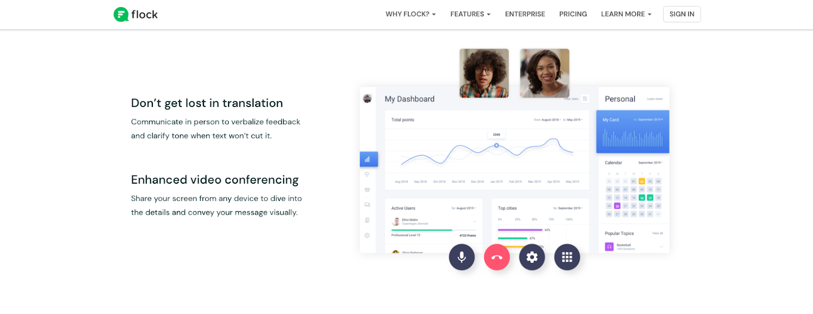 Landing Page von Flock