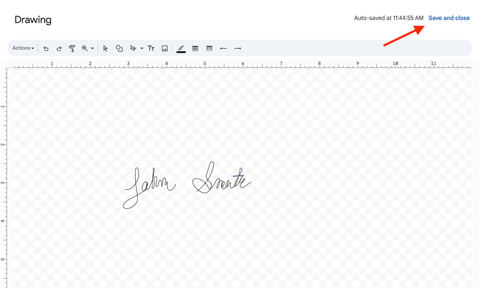 Clicking on Save and Close Option from the Drawing Field in Google Docs