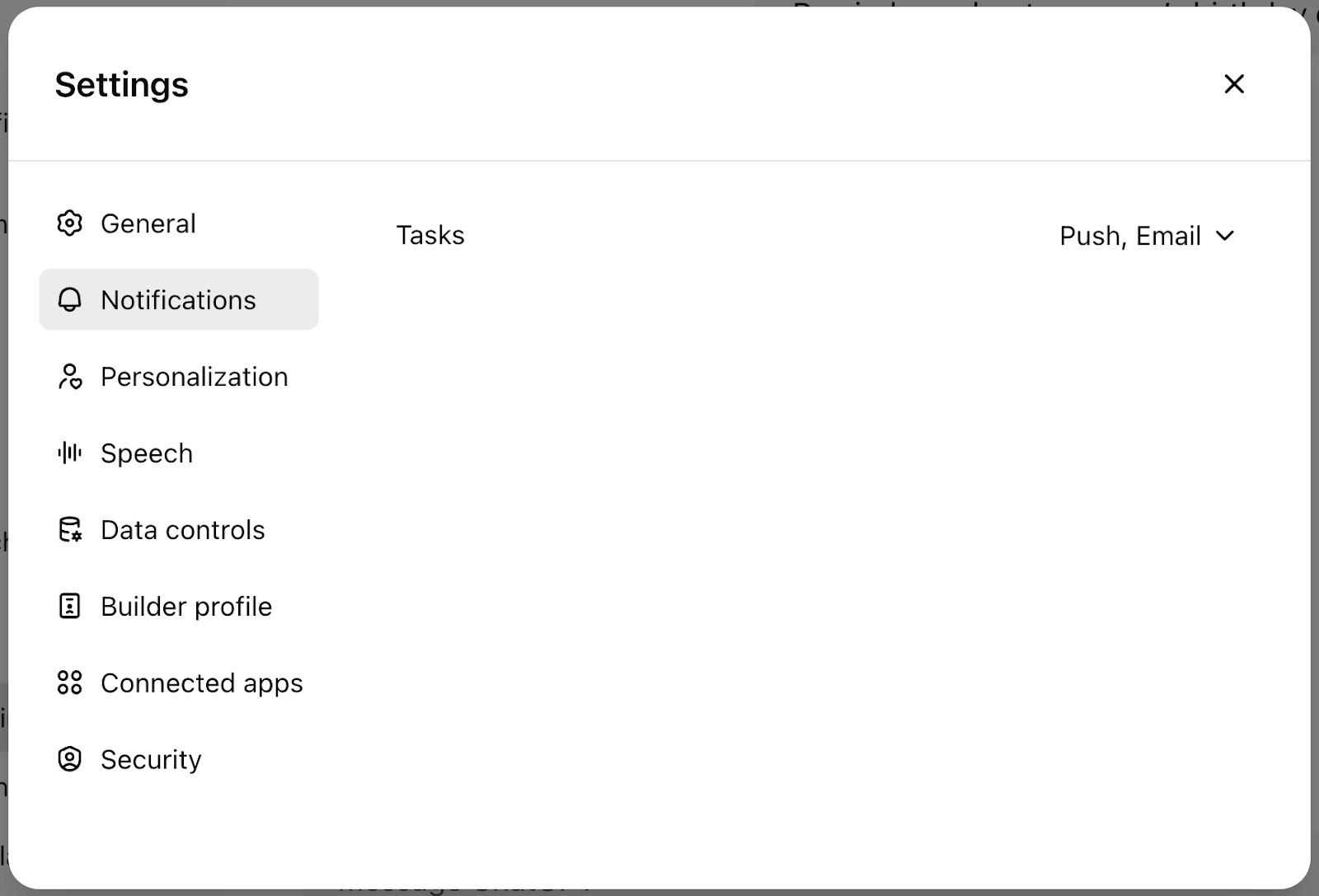 Notifications menu