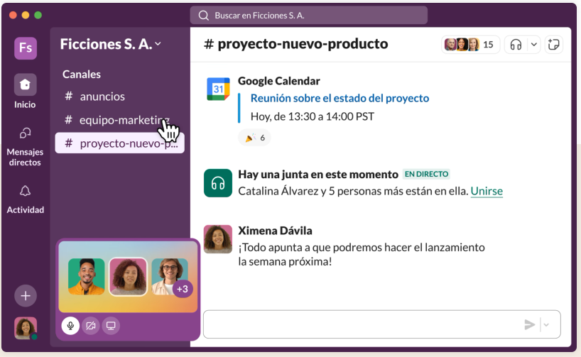 Interfaz de usuario de Slack