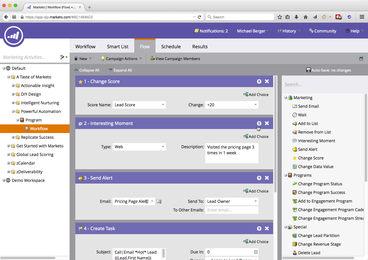 User Interface of Adobe Marketo Engage