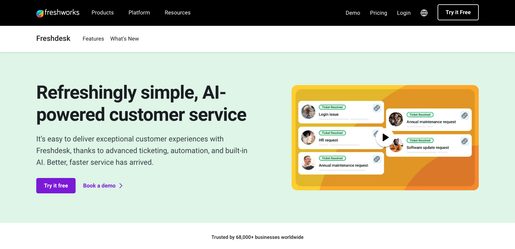 FreshDesk Landing Page