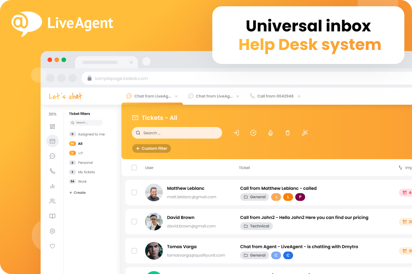 User Interface of LiveAgent