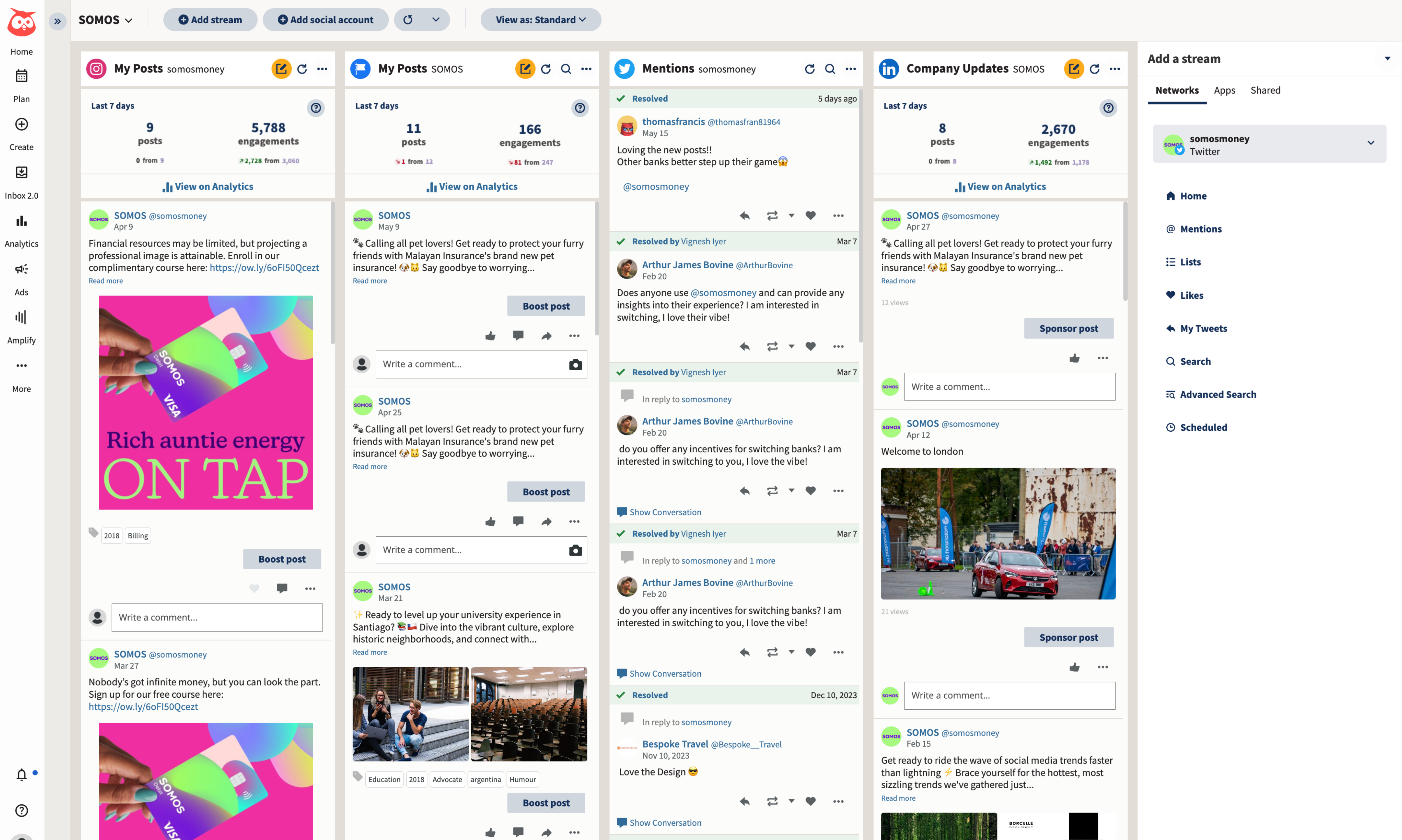 User Interface of Hootsuite
