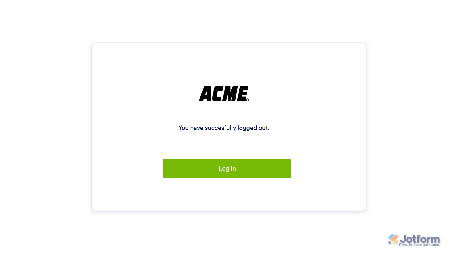 Example of a custom logout page in Jotform Enterprise for Google SSO users
