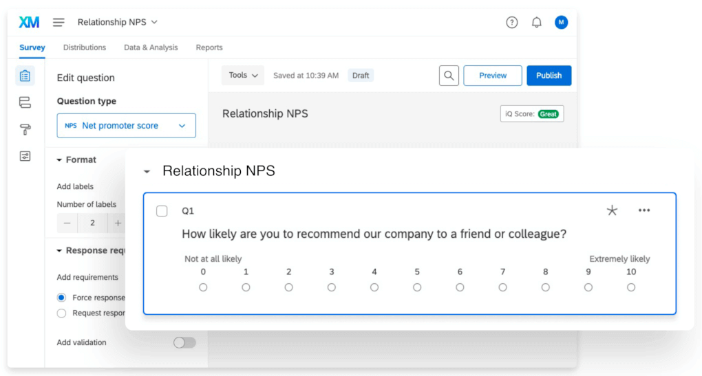 Qualtrics survey user interface