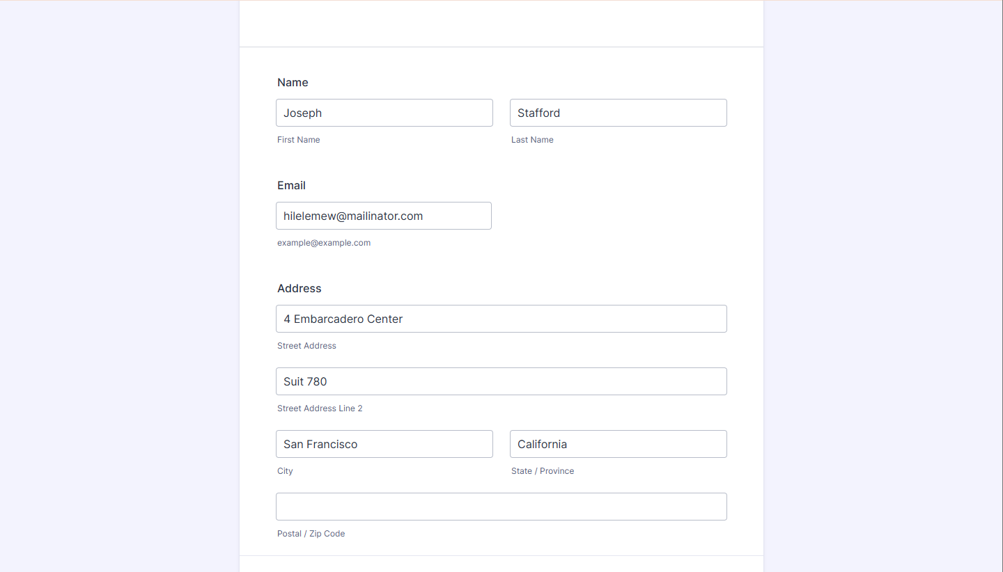 Address Sample Form