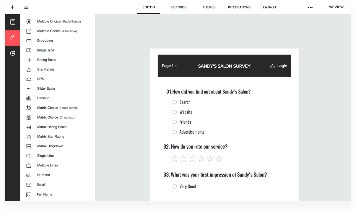Zoho Survey salon survey