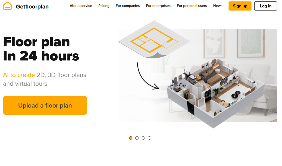 Getfloorplan's landing page