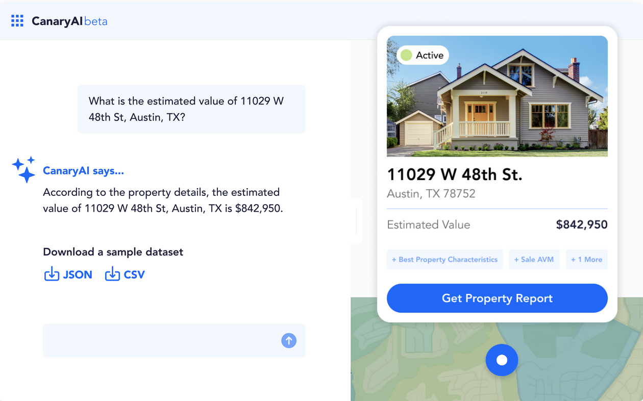 HouseCanary AI user interface