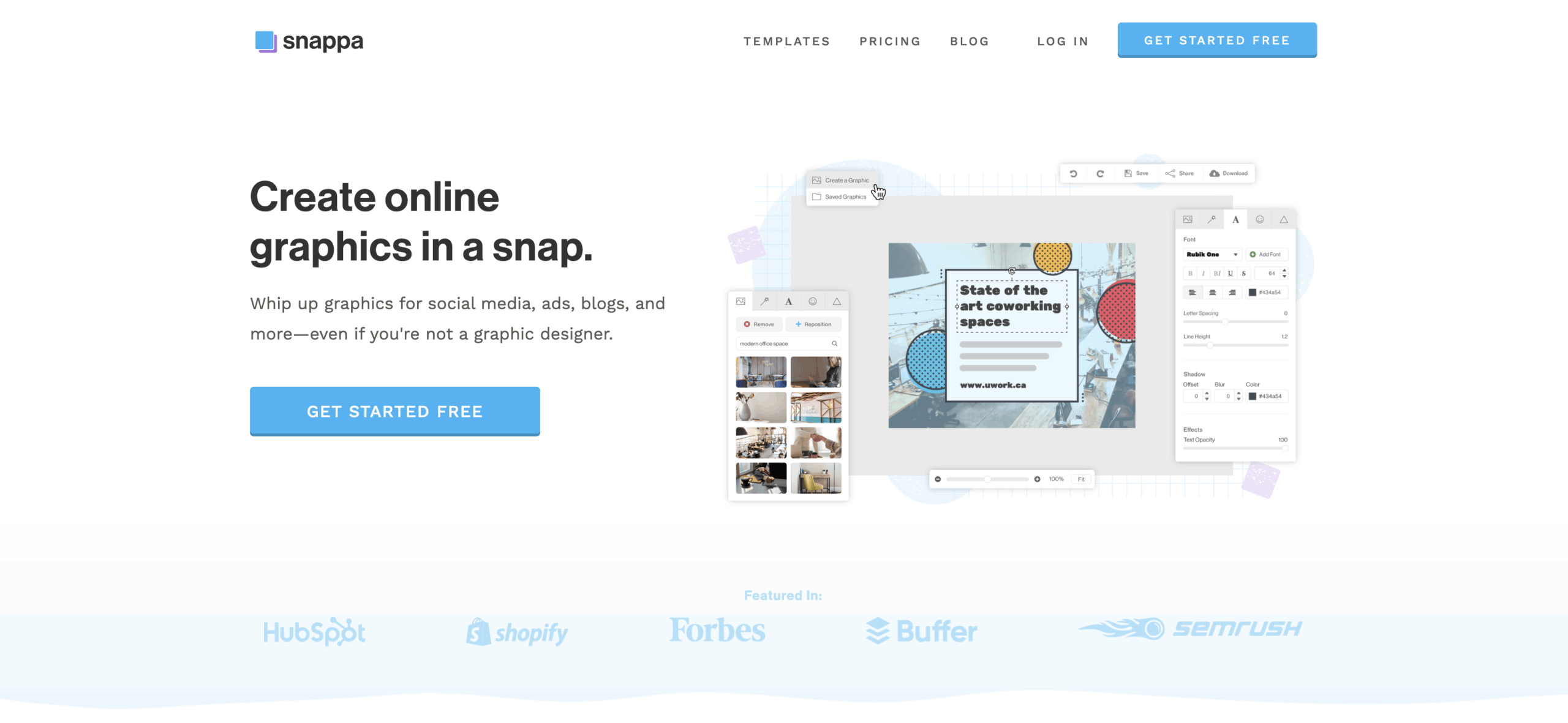 user interface of snappa