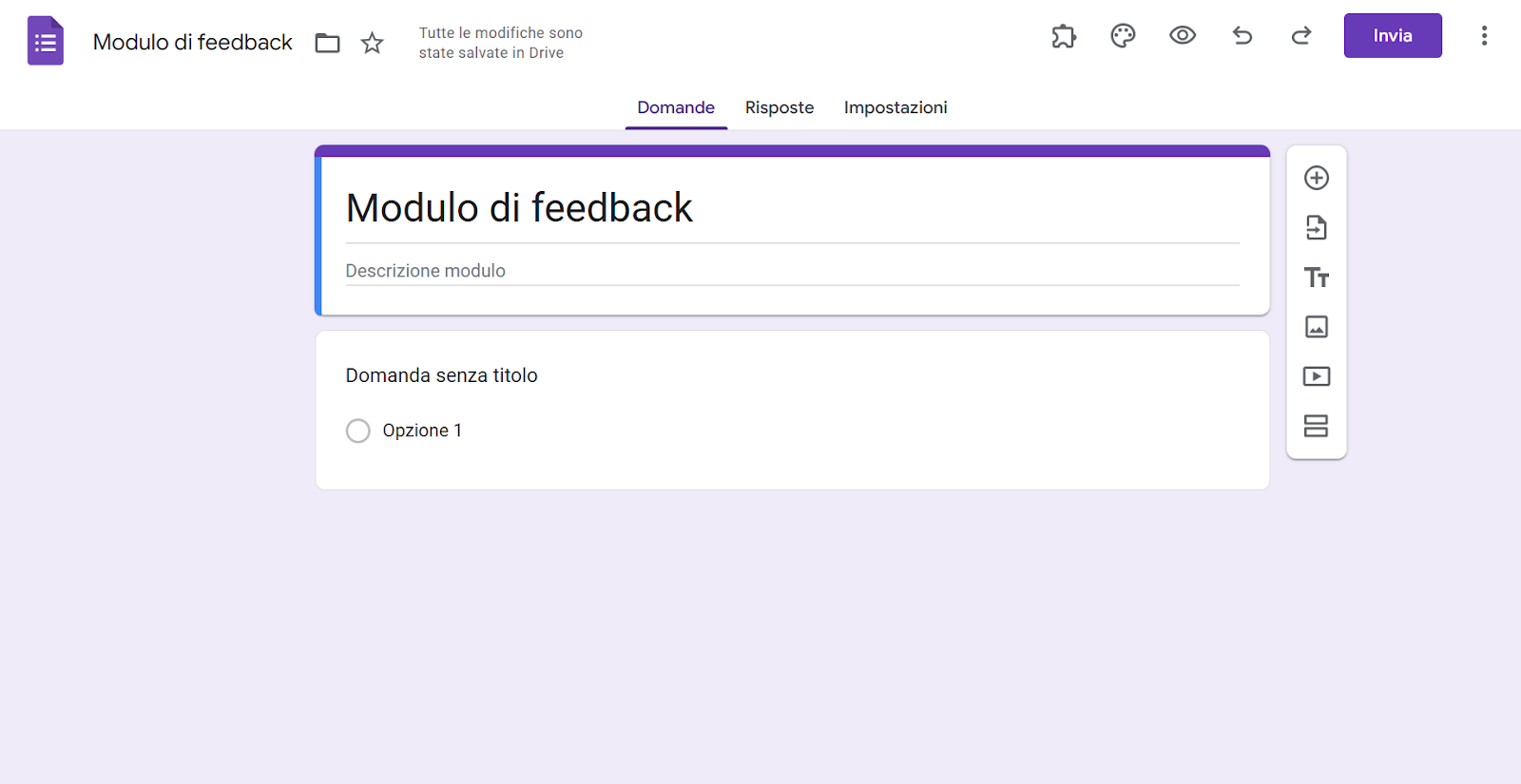 Screenshot del creatore di moduli di Moduli Google