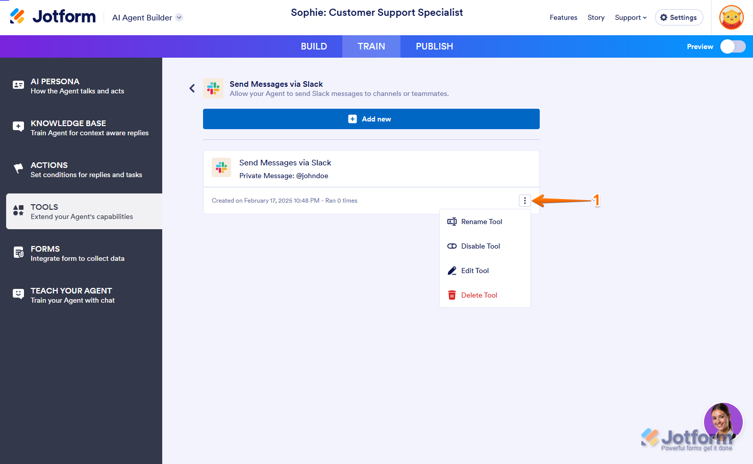 Three dots icon in Manage Slack