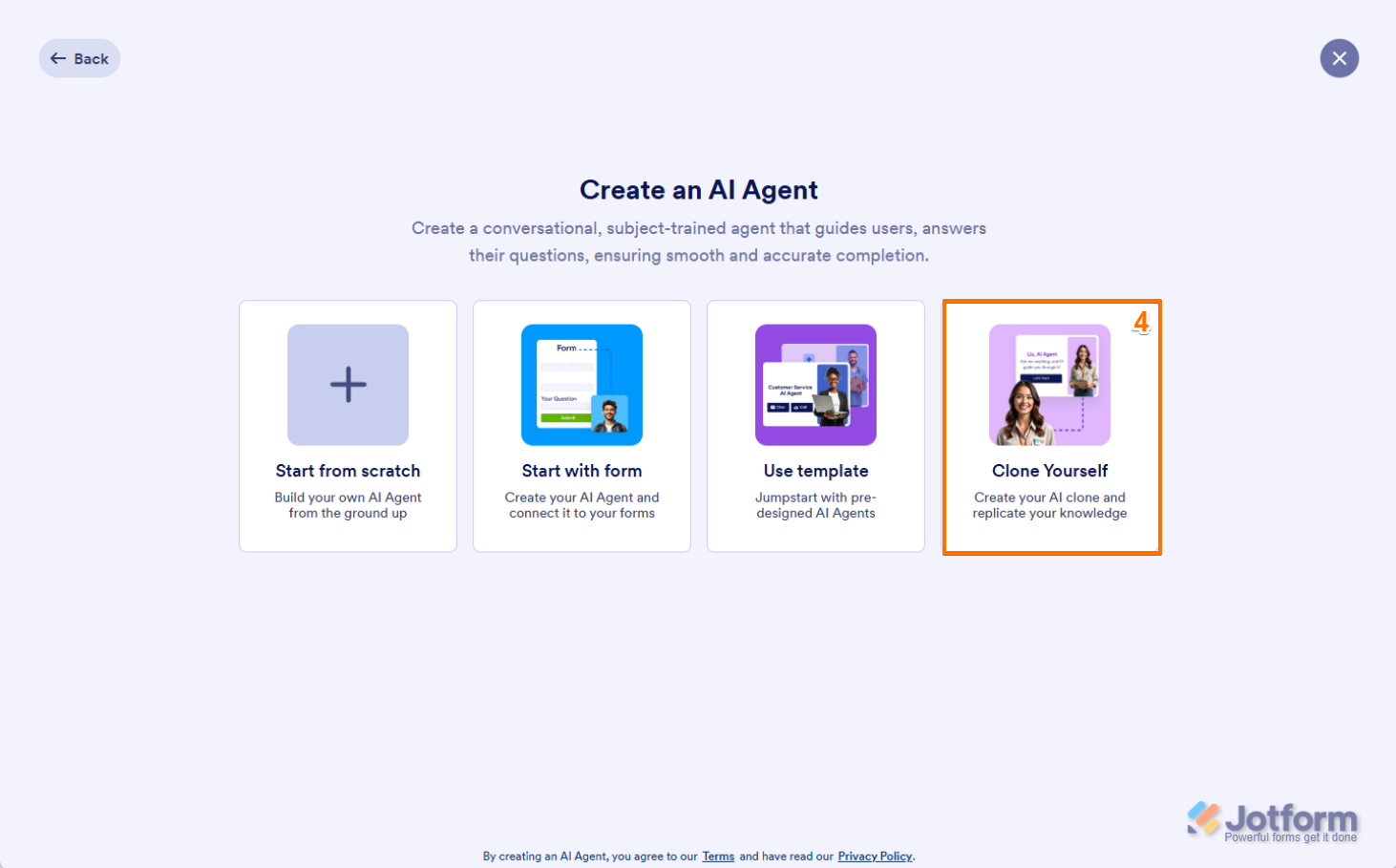 Clone Yourself option in AI Agent in Jotform