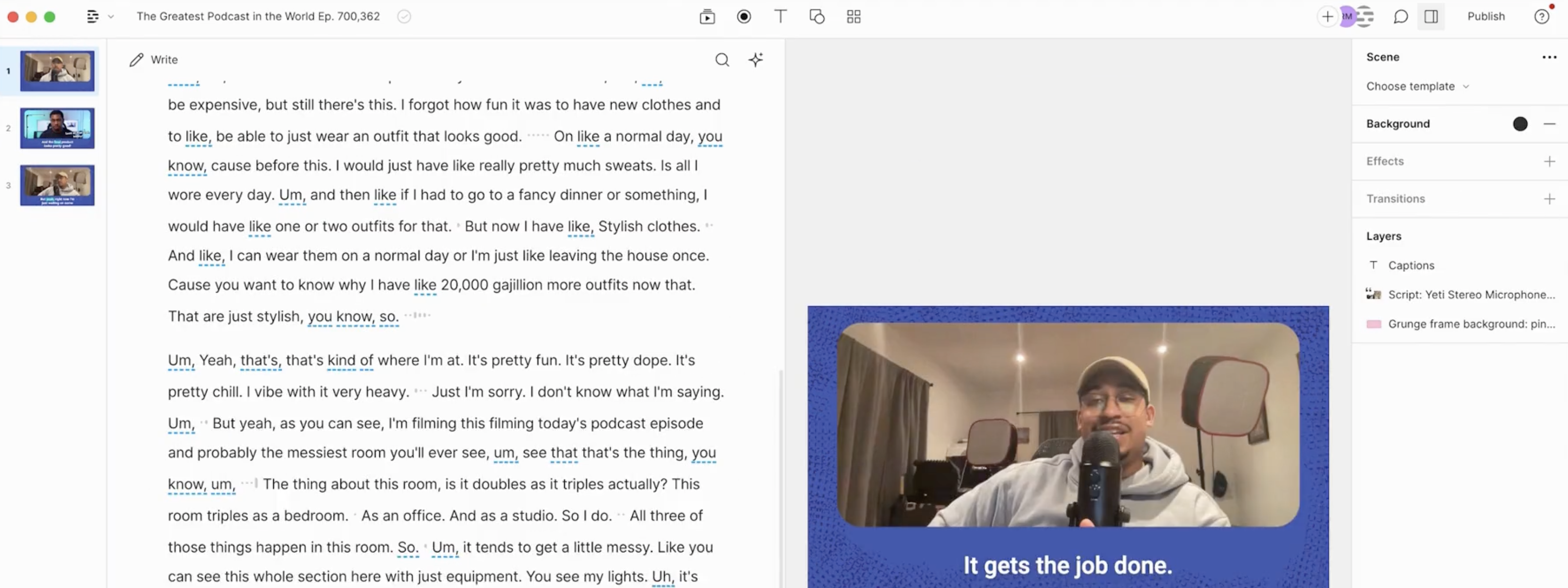 descript editor interface