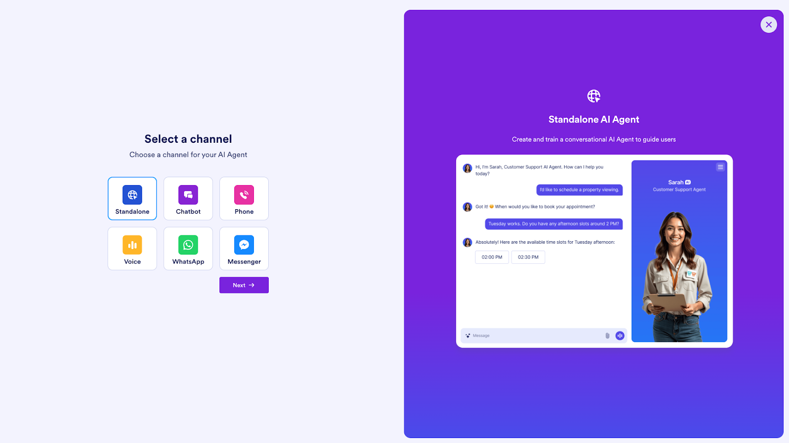 Select a channel page in Jotform Enterprise