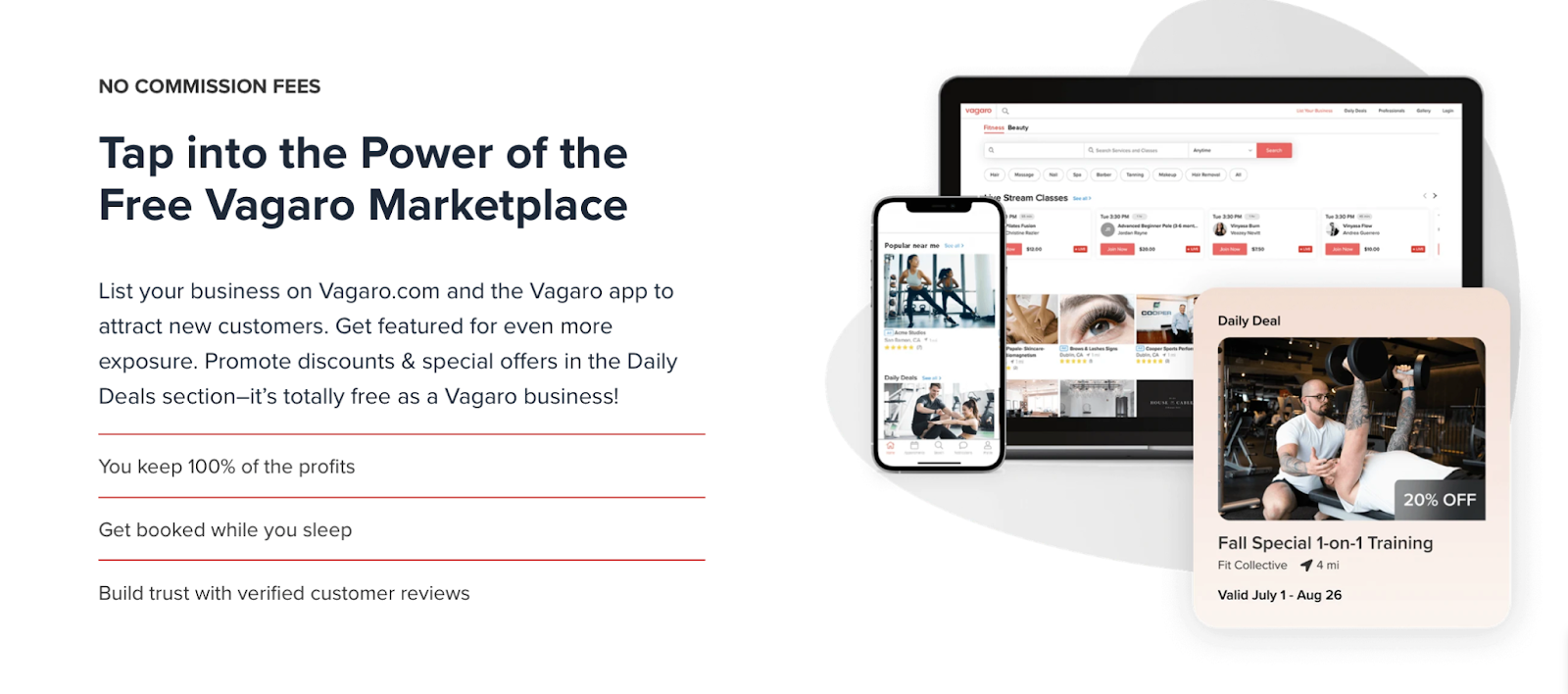 Screenshot of Vagaro's website and business interface