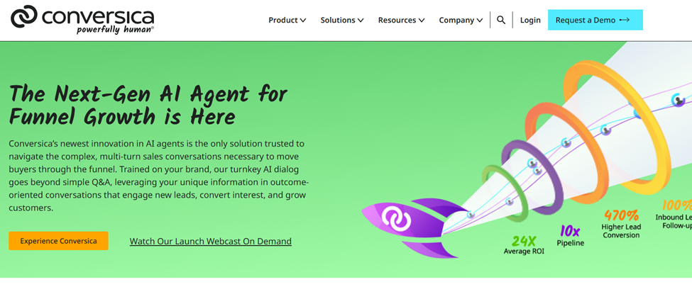 Screenshot of Conversica's landing page