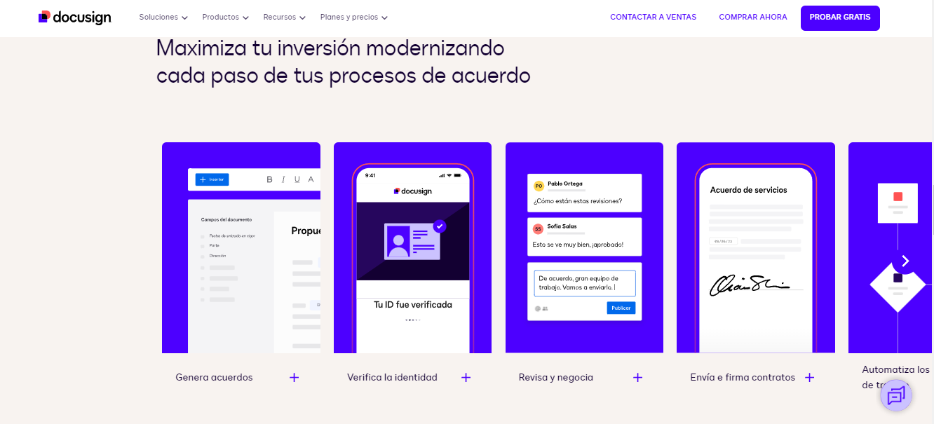 User Interface of Docusign