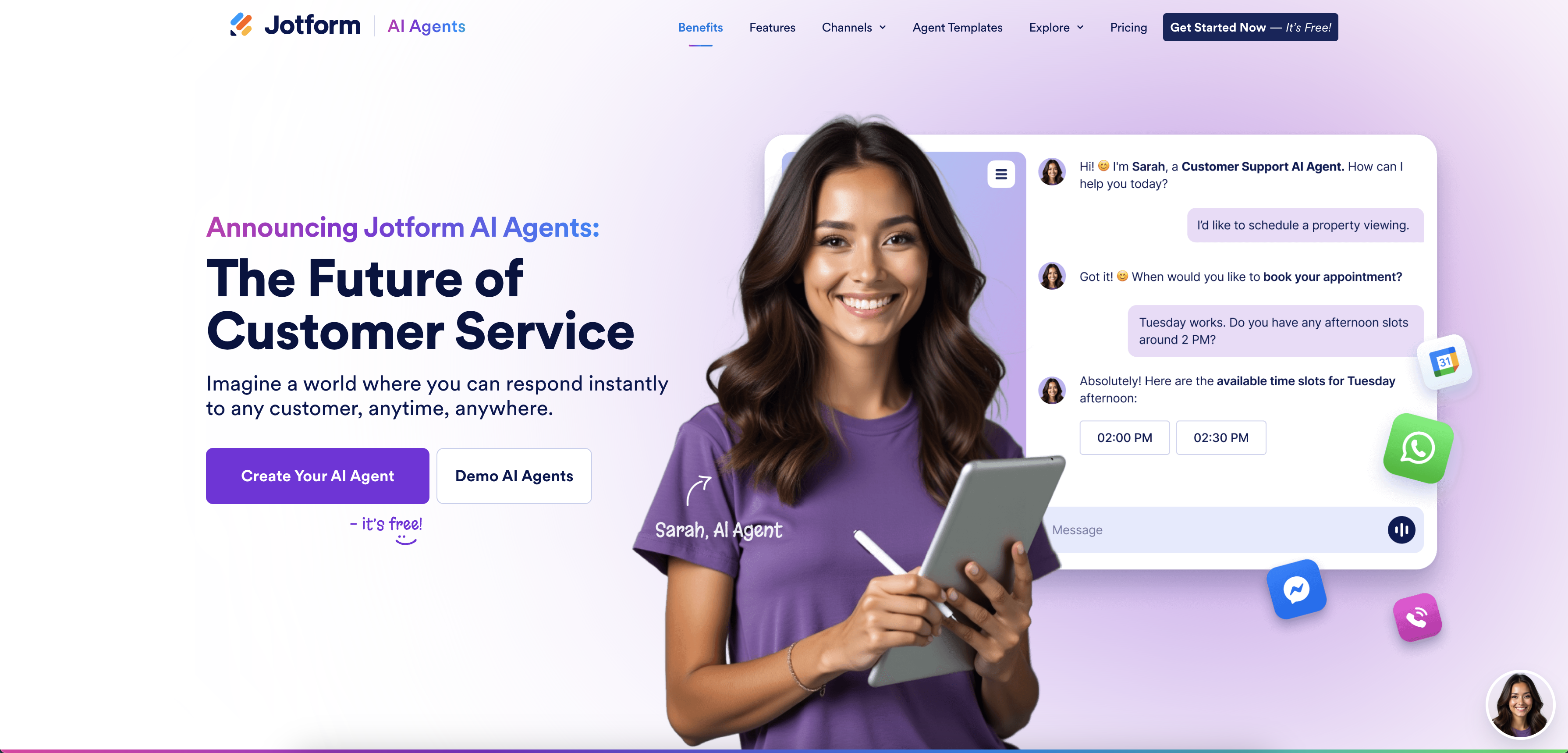 Jotform AI Agents landing page