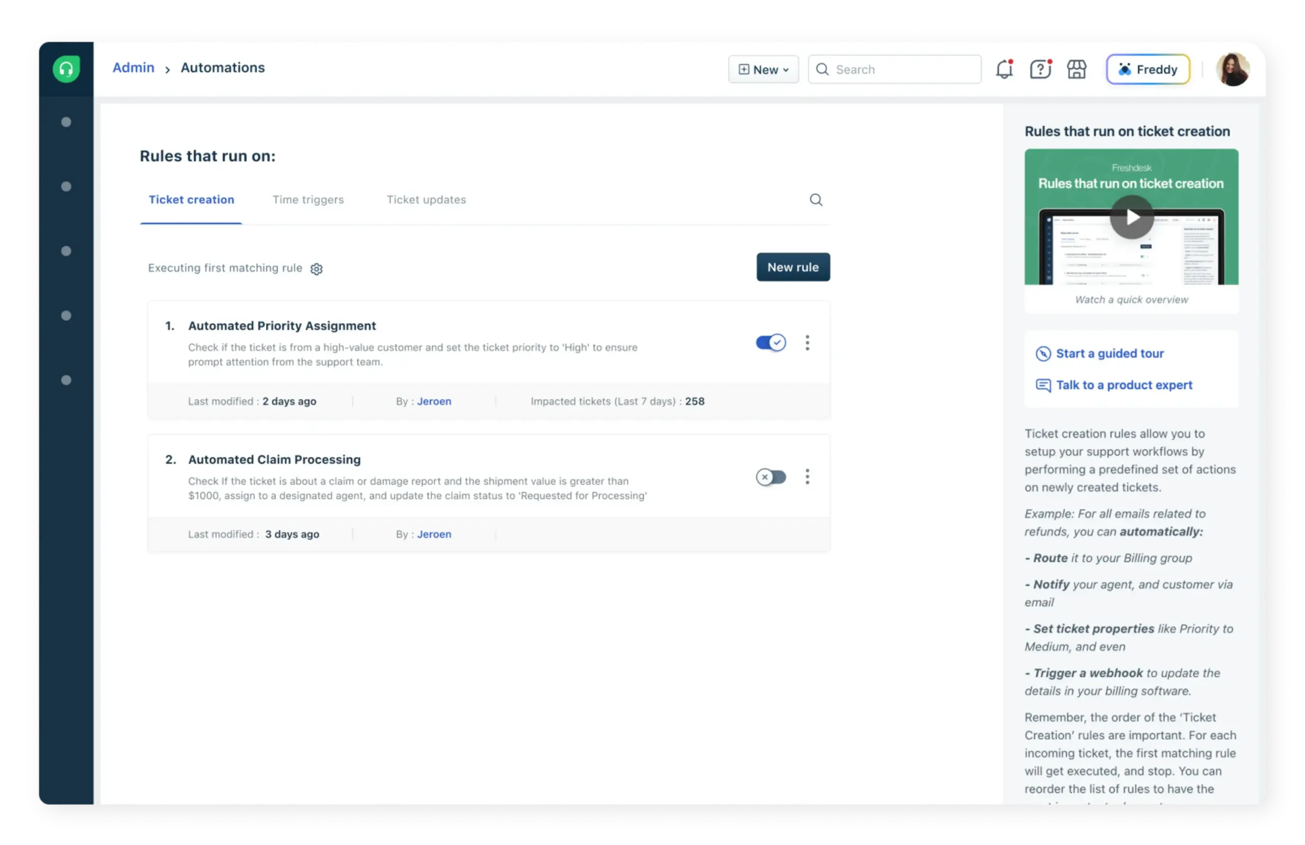 Freshdesk's user interface