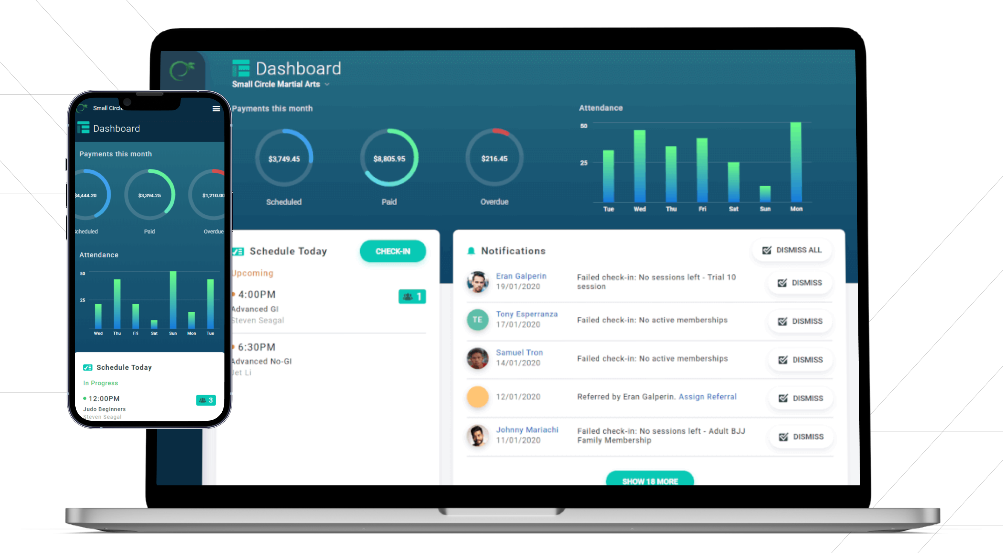 User Interface of Gymdesk
