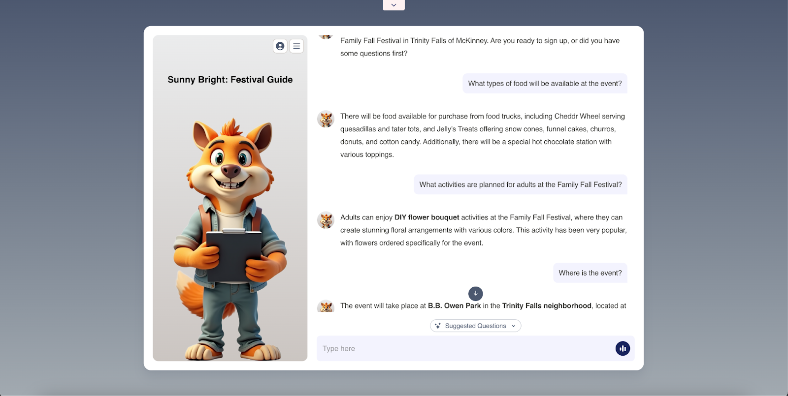 A Conversion with Sunny Bright the Festival Guide AI Agent