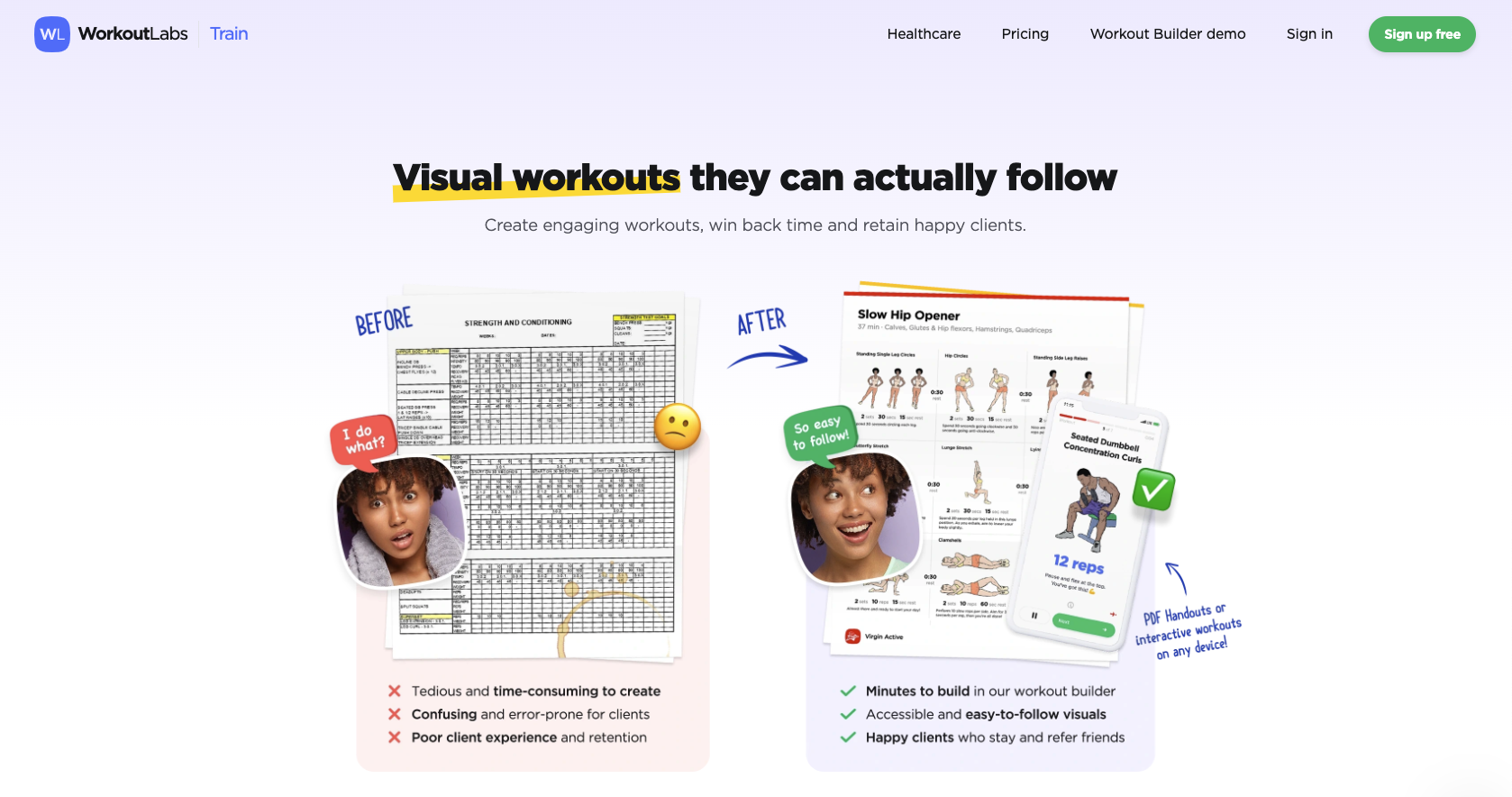 WorkoutLabs Train Landing Page