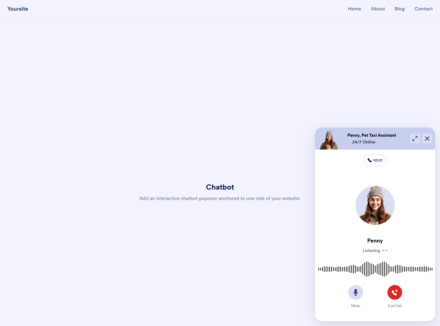 AI Voice Agent Preview page of Jotform AI Agent Builder