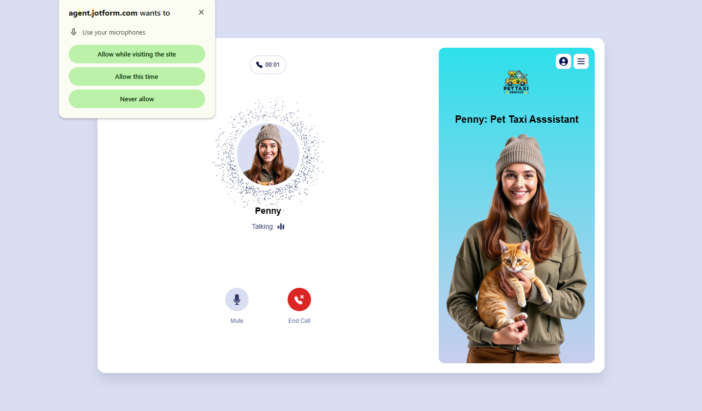 Use microphone browser permission for Jotform AI Voice Agent