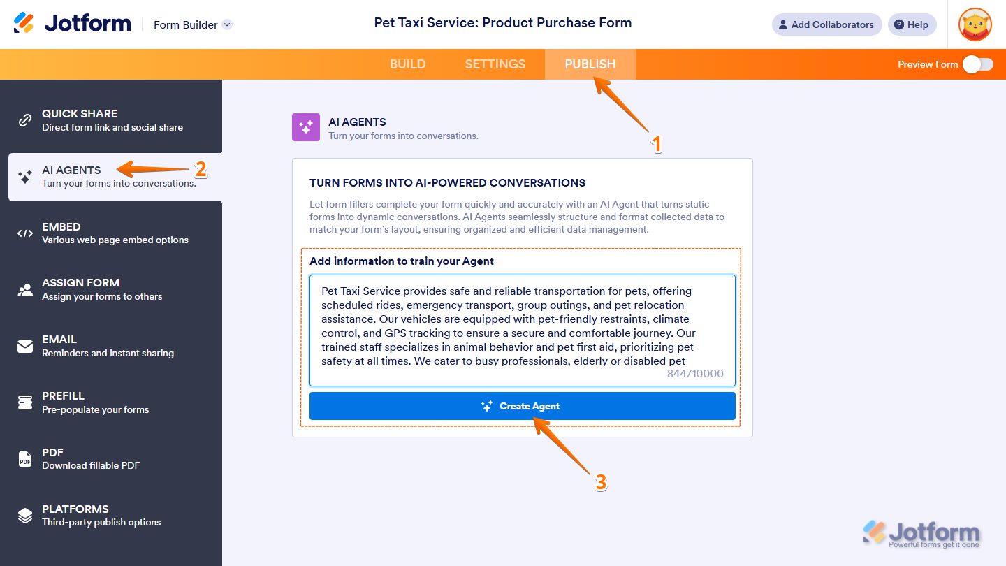 How to Create an AI Agent from an Existing Form Image-3